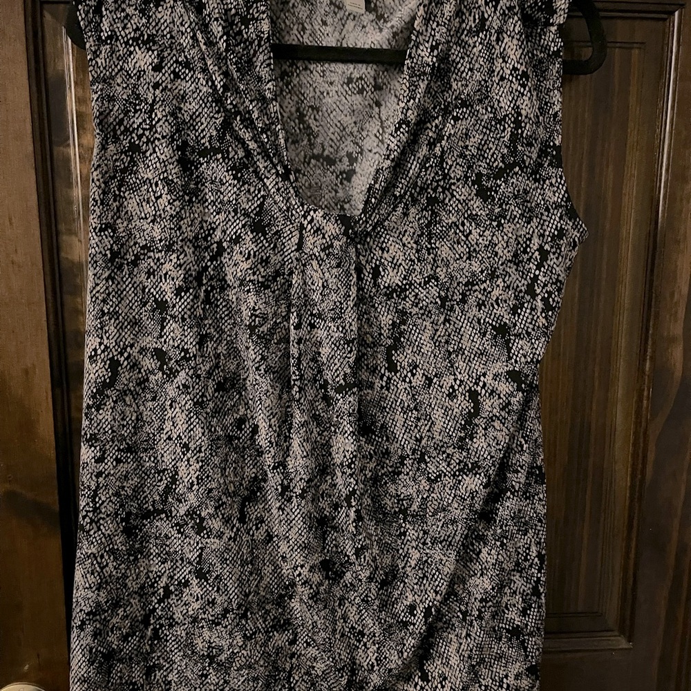 Snake Print Blouse - Black and Cream - Dana Buchman L